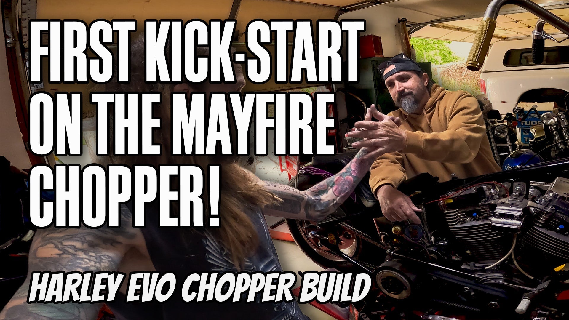 First Kick-Start on the Mayfire Chopper! Harley Evo Chopper Build