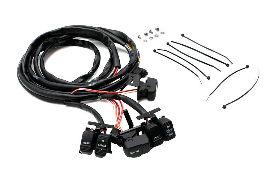 Black Handlebar Switch Kit - 60" length - Dyna / XL Sportster / Softail / Tour Glide | 32-0752
