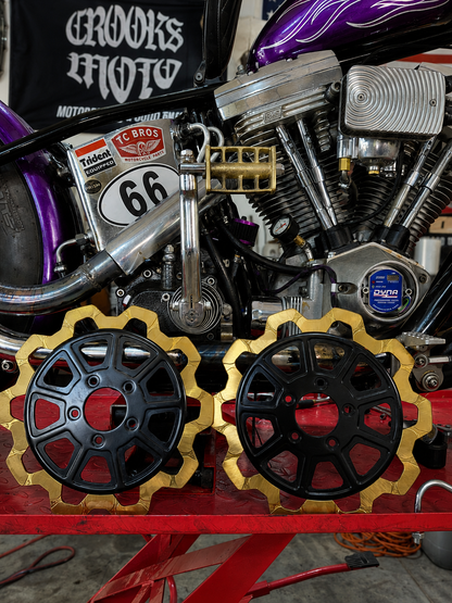 Lyndall Brakes - Black/Gold 11.5 Center Hub Bow Tie 9-Spoke Rotor - Front & Rear